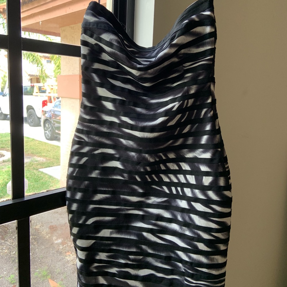 Black and white halter dress